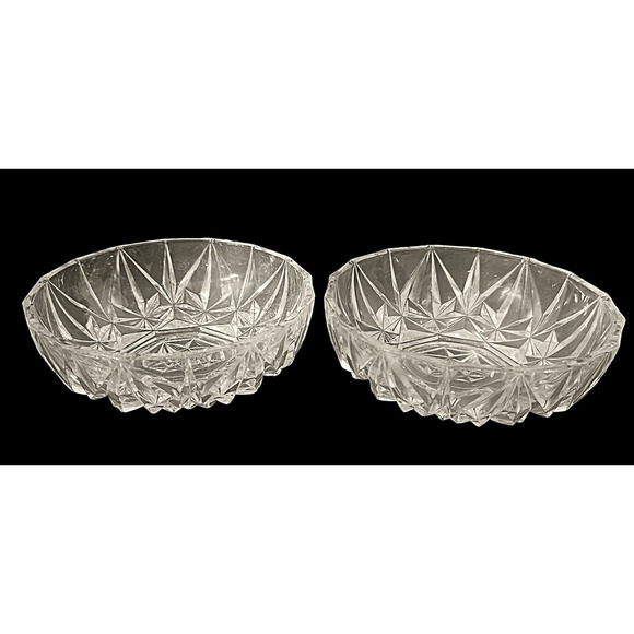 2 Unique Diamond patterned cut glass Candy/ Nut Dish - Picture 5 of 8